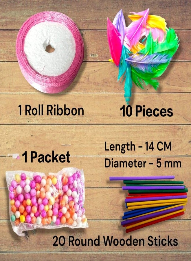 CREATIVE PENCIL Decorative Material DIY Craft Kit with 60pcs Ice- Cream Stick, Googly Eyes, Pompom Balls Color Feathers, Fun Activity Box (DIY Craft KIT 1) - Image 2
